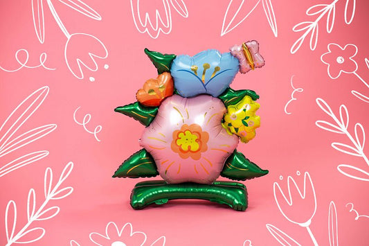 Pastel Flower Standing Balloon | Satin Foil Balloon (Air-Fill Only)
