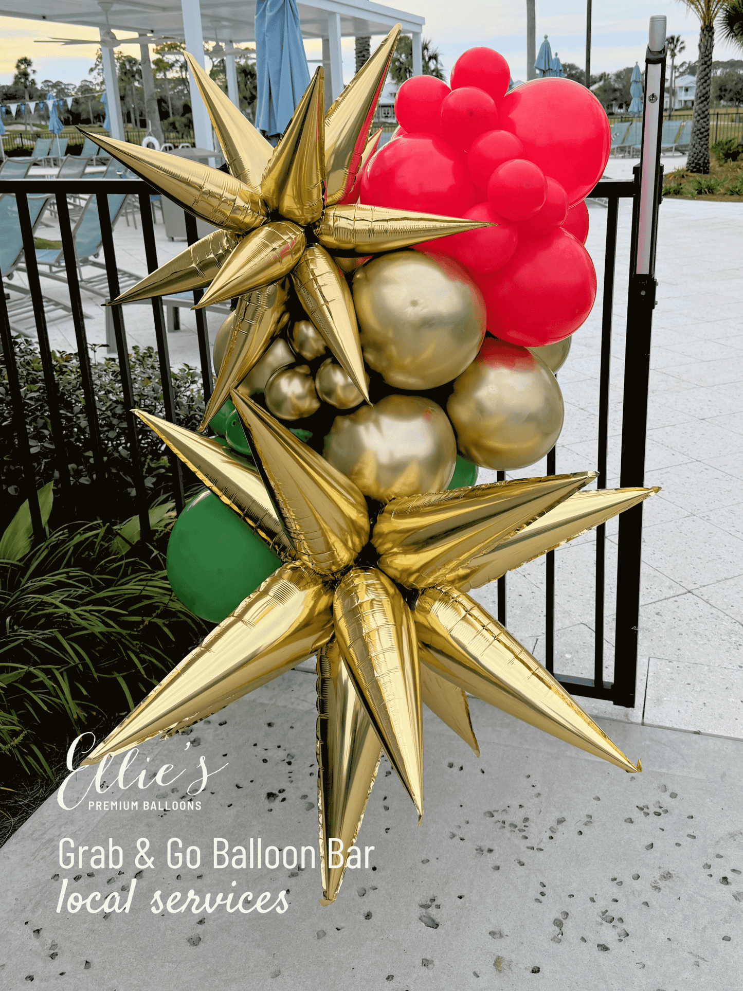Gold Starburst Cluster Balloon | 12-Point Metallic Foil Star