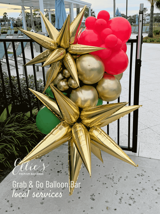 Gold Starburst Cluster Balloon | 12-Point Metallic Foil Star
