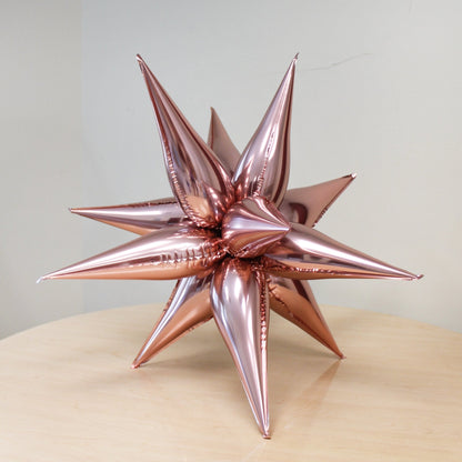 Rose Gold Starburst Cluster Balloon | Chrome Metallic Foil Star
