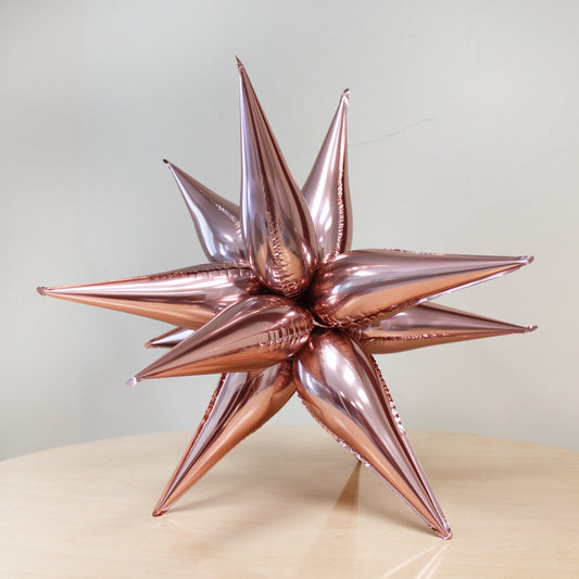 Rose Gold Starburst Cluster Balloon | Chrome Metallic Foil Star