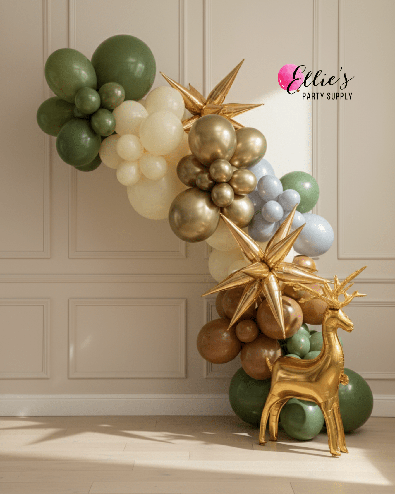 Gold Starburst Cluster Balloon | 12-Point Metallic Foil Star